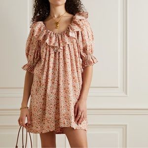 Doen Chime ruffled floral-print cotton mini dress